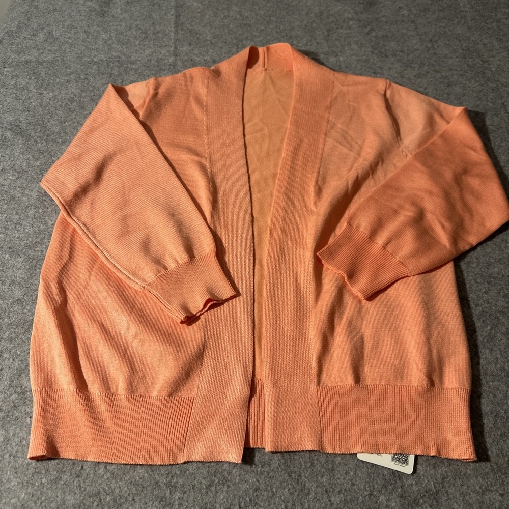 Solid Knit Long Sleeve Crop Open Bolero Cardigan Peach Med NWT Career Classic